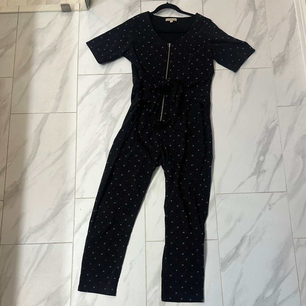 Polagram Black Jumpsuit with White Dots
